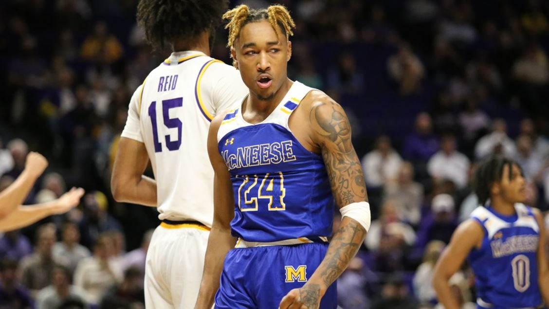 McNeese guard Christian Shumate has earned All-Southland Conference third team honors. Schumate led the Cowboys in scoring and rebounding. -- Photo courtesy of McNeese Athletics